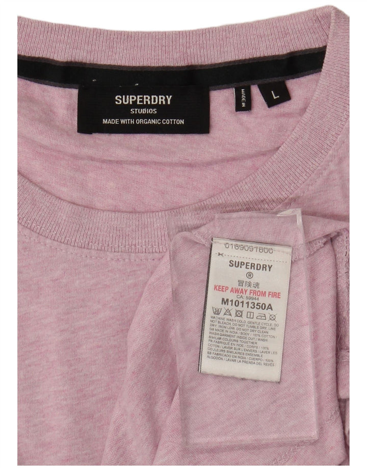 SUPERDRY Herre T-shirt Top Stor Pink Flecked Bomuld