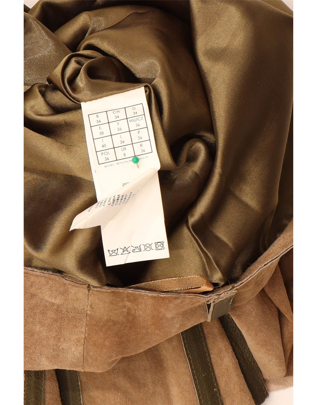 Promod Dame Ruskind A-Line Nederdel UK 8 Small W28 Beige Læder