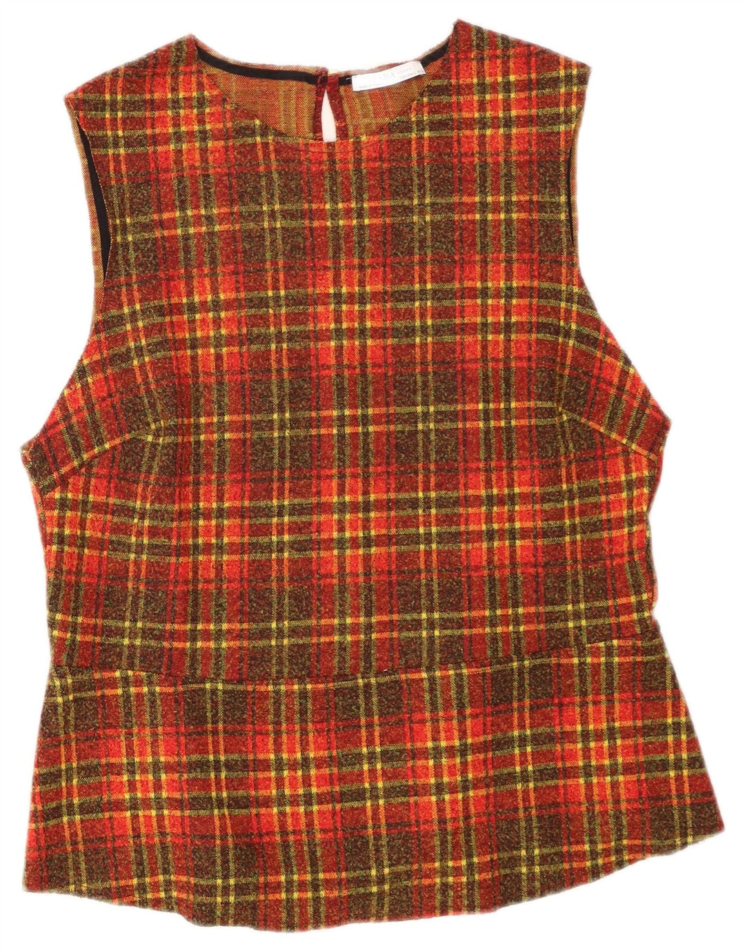 Zara Dame ærmeløs bluse Top UK 14 Stor orange ternet polyester