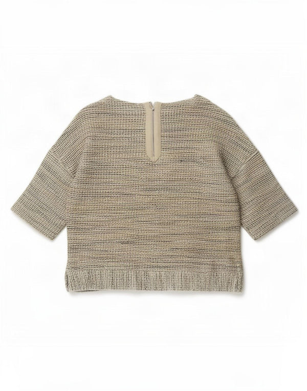 Massimo Dutti Dame Oversized Bluse Top UK 10 Small Beige Flecked Bomuld