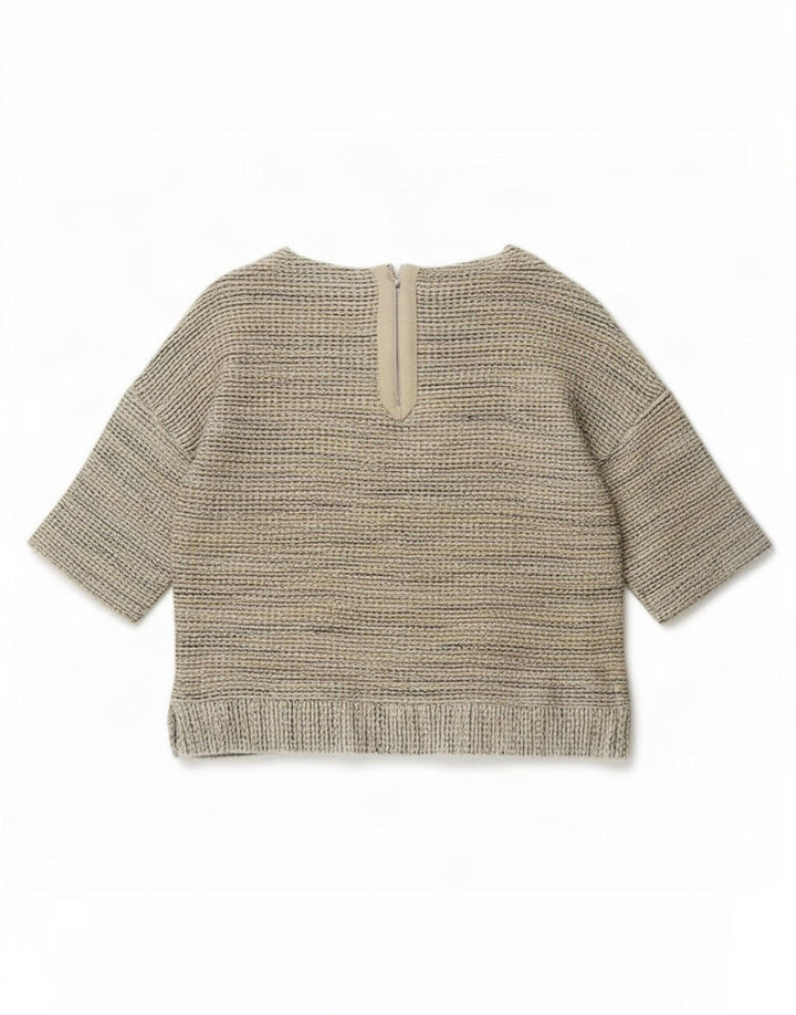 Massimo Dutti Dame Oversized Bluse Top UK 10 Small Beige Flecked Bomuld