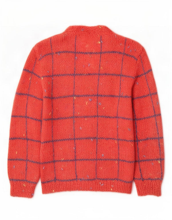 Vintage dame cardigan sweater UK 14 Medium Pink Check