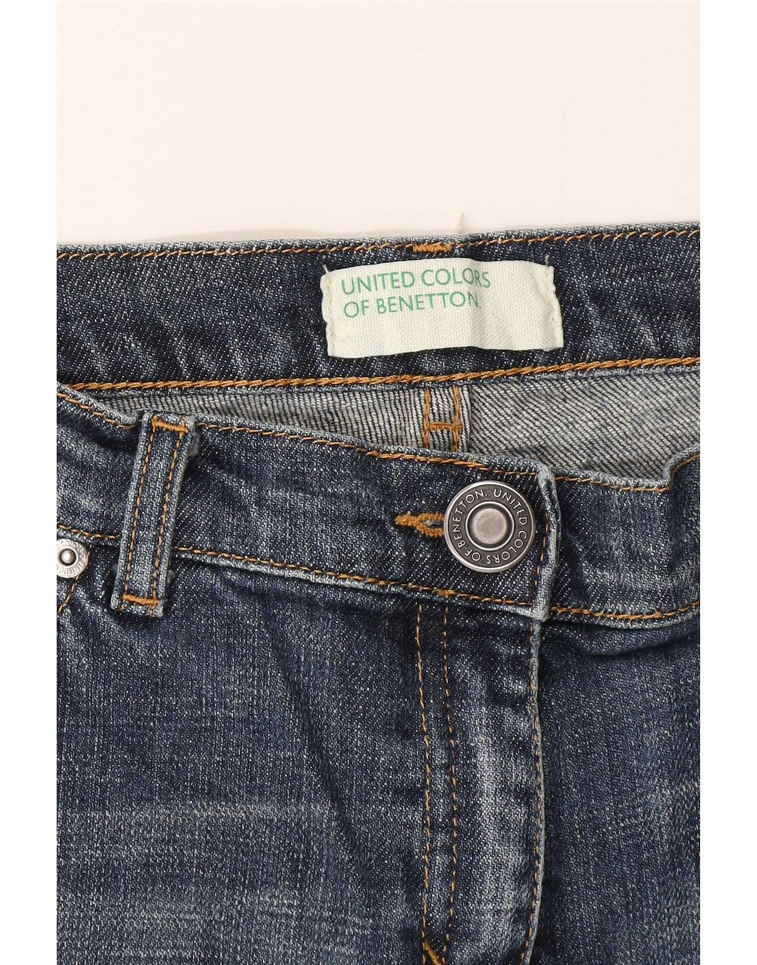 Benetton Womens Crop Straight Jeans W32 L25 Blå