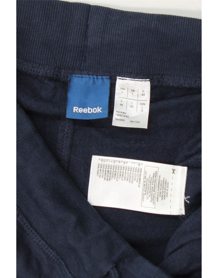 REEBOK Mens Graphic Tracksuit Trousers Large  Navy Blue Cotton Vintage Reebok and Second-Hand Reebok from Messina Hembry 
