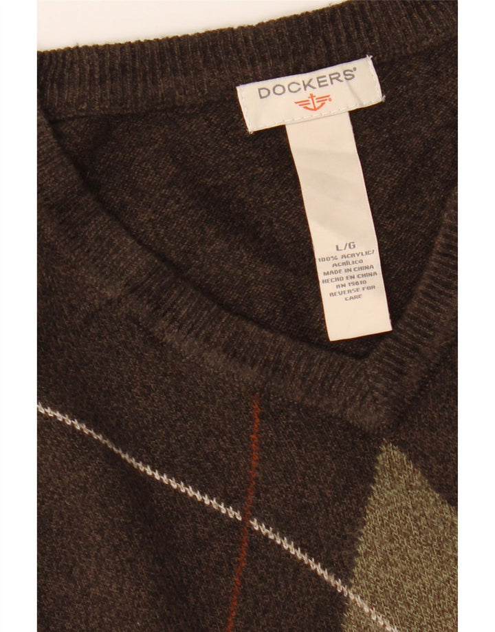 DOCKERS Vest Tank Top Stor Brun Argyle/Diamant Akryl