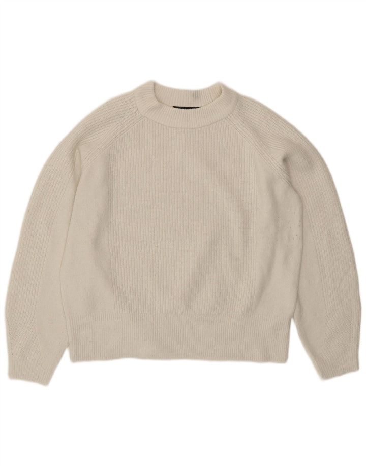 Marks & Spencer Dame sweater med rund hals DK 14 Medium hvid akryl