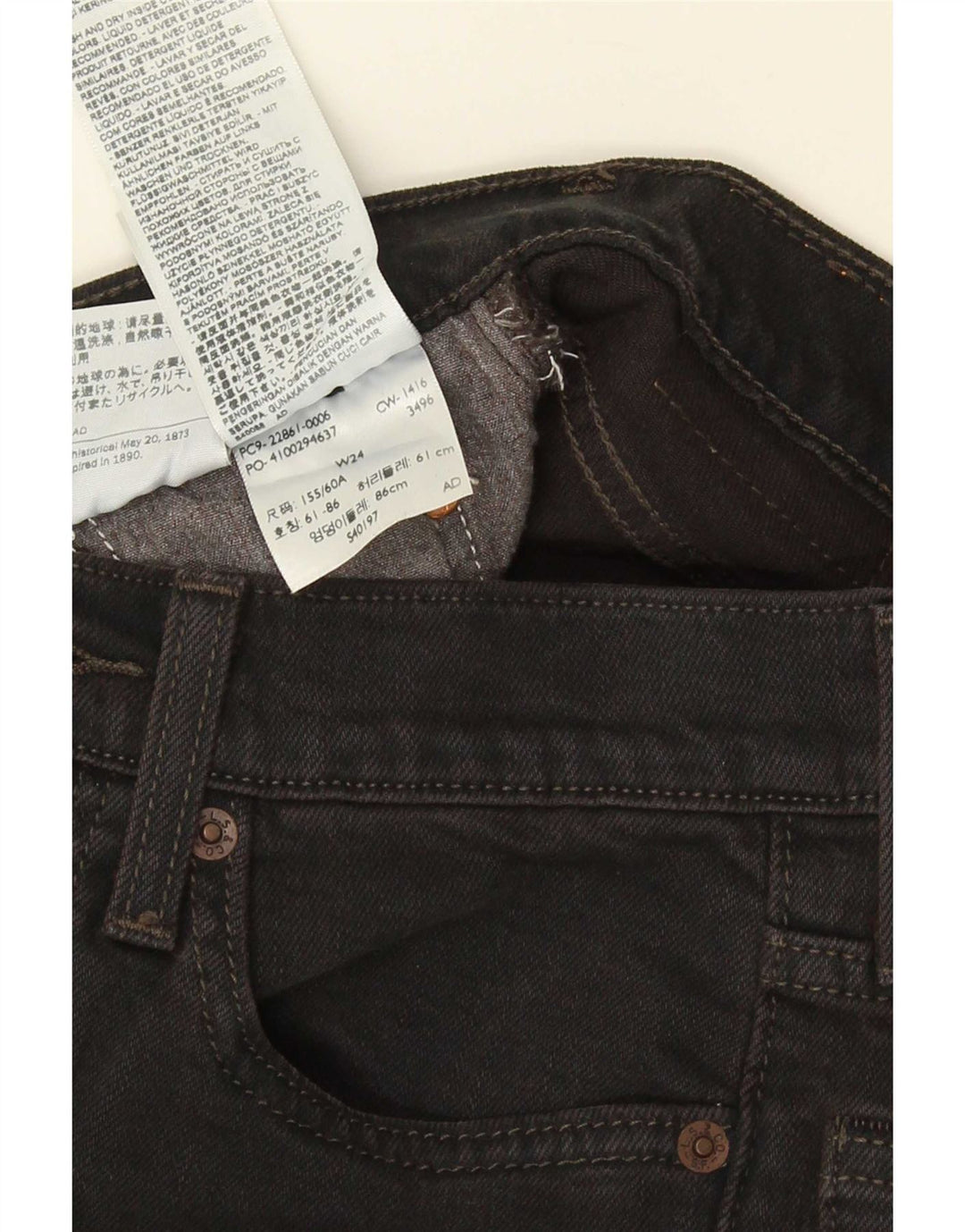 Levi's Slim Jeans til kvinder W24 L27 sort bomuld
