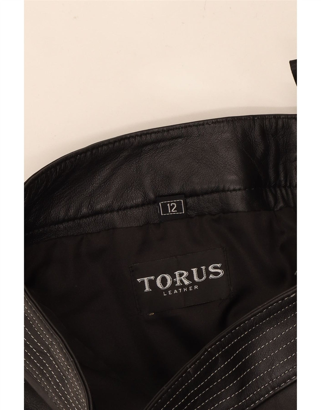 TORUS Womens Straight Leather Trousers UK 12 Medium W30 L26 Black Leather Vintage Torus and Second-Hand Torus from Messina Hembry 