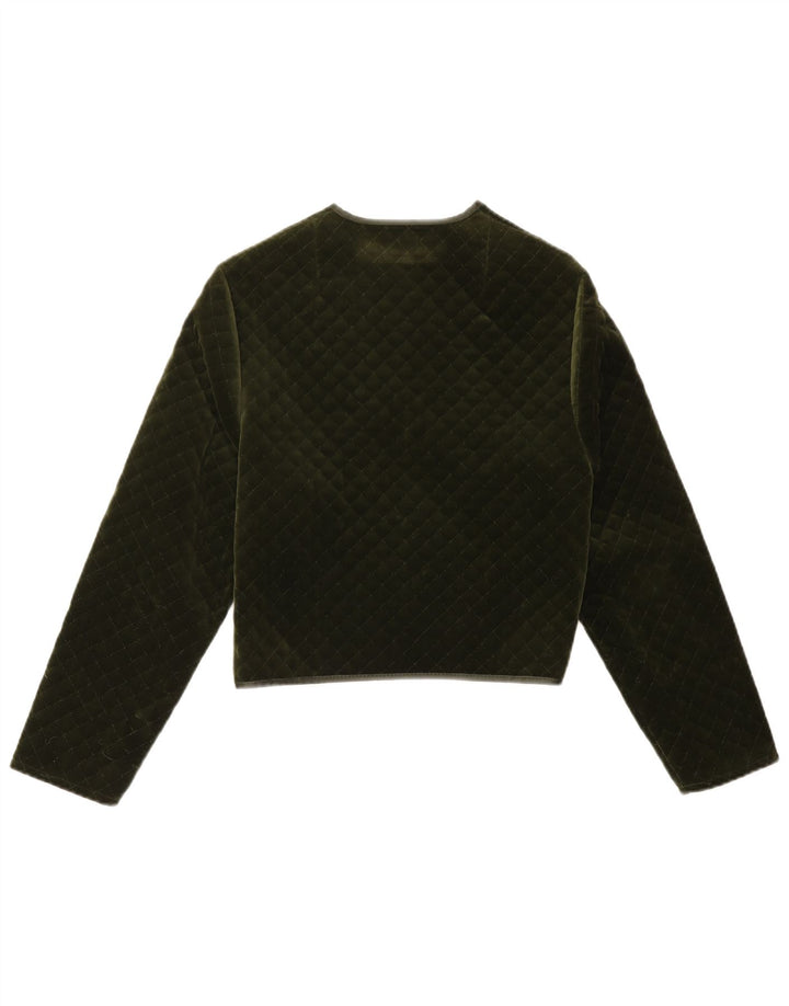 Vintage Dame Open Quiltet Blazer Jacket UK 14 Medium Khaki