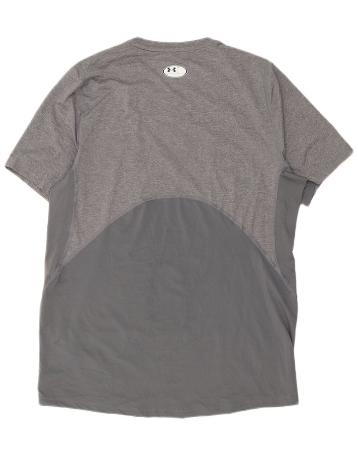 Under Armour Herre Heat Gear T-Shirt Top Stor Grå Polyester