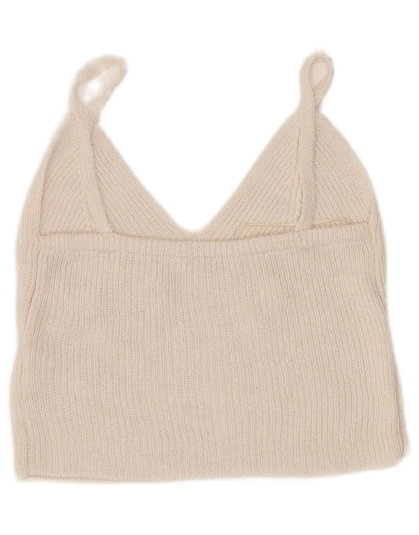 Zara Womens Knit Crop Top UK 4 XS Off White Viscose