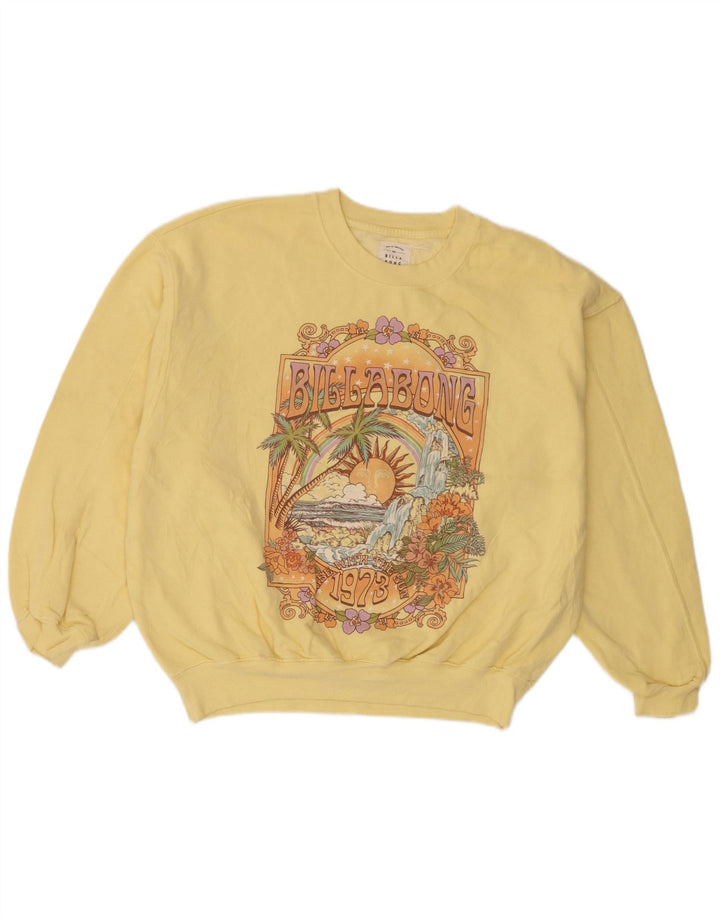 Billabong Dame Grafisk Oversized Sweatshirt Jumper UK 14 Medium Gul