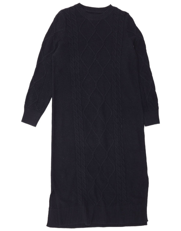 Barbour Dame Langærmet Jumper Dress UK 12 Medium Navy Blue Classic