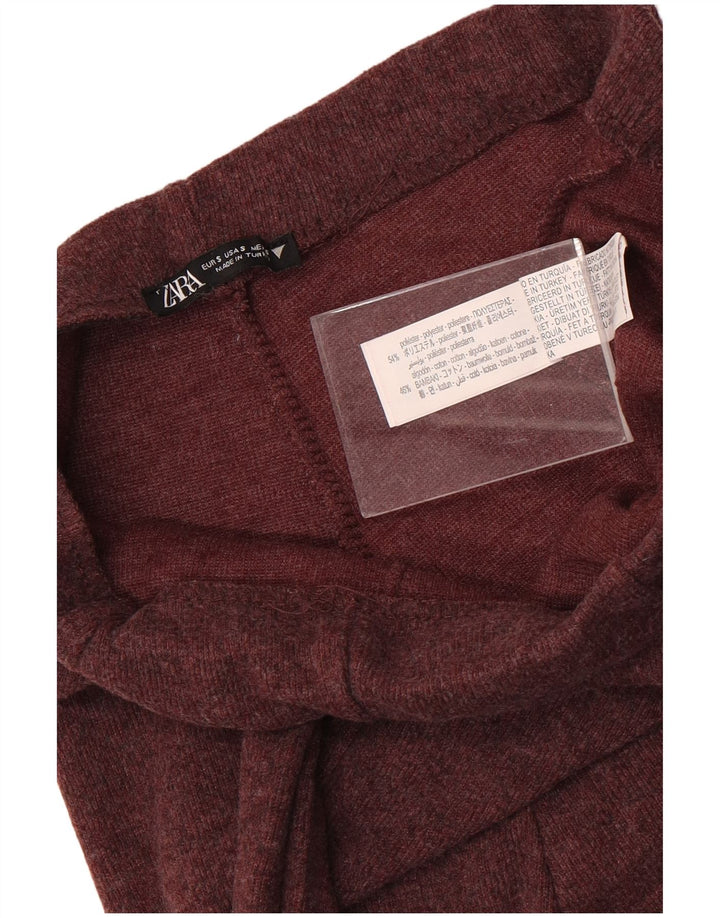 ZARA Træningsdragtsbukser til kvinder UK 8 Small Maroon Polyester
