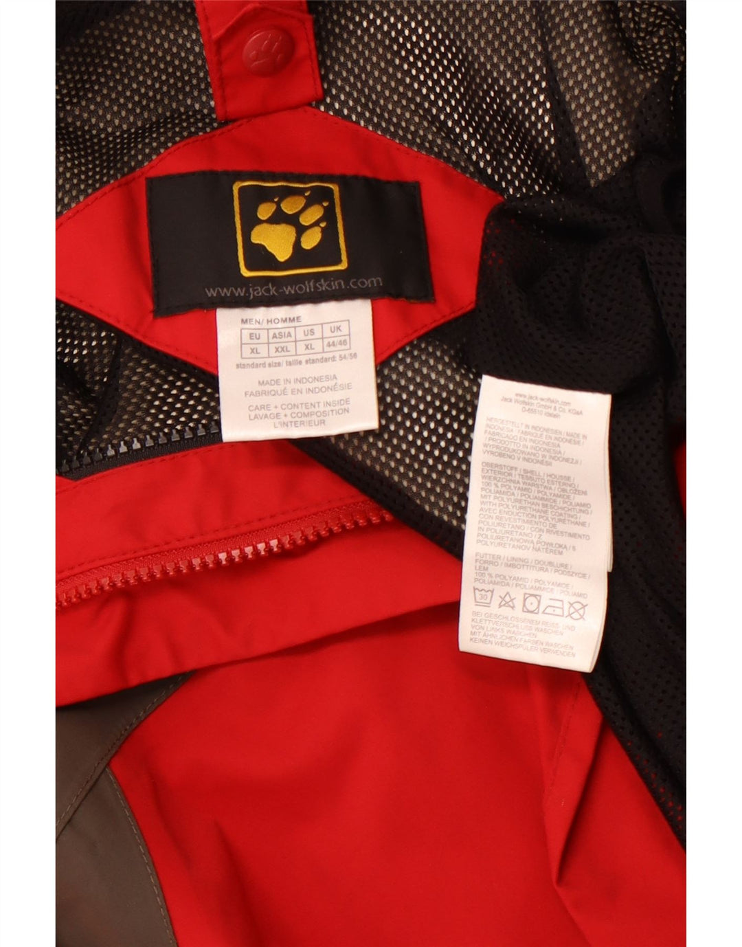 JACK WOLFSKIN Regnjakke til mænd UK 44/46 XL Rød Colourblock Polyamid