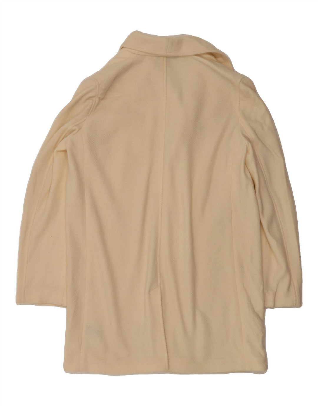 RALPH LAUREN Womens Open Overcoat UK 14 Medium Off White Chevron Wool Vintage Ralph Lauren and Second-Hand Ralph Lauren from Messina Hembry 
