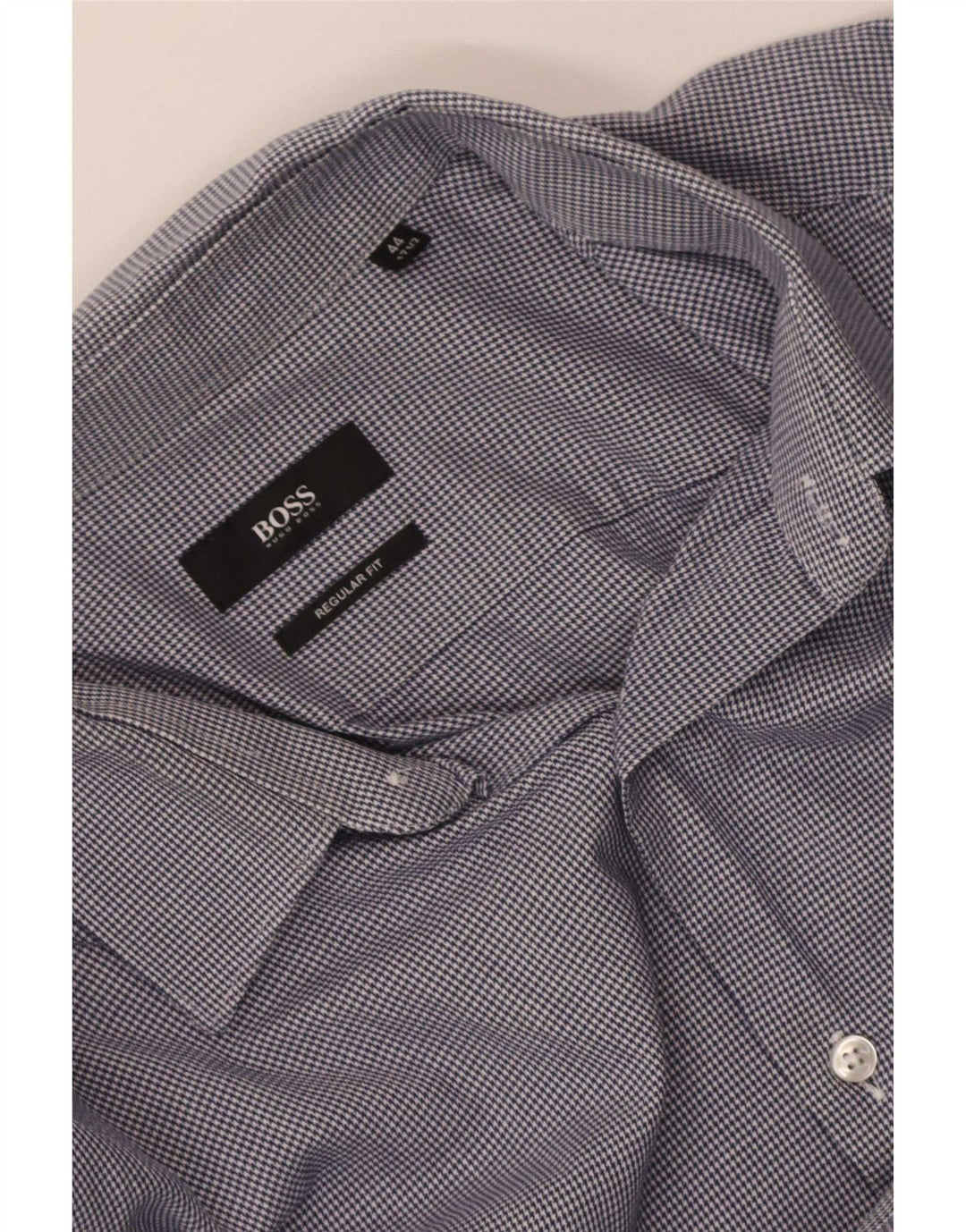 Hugo Boss Herre Regular Fit Skjorte Størrelse 44 17 1/2 XL Blå Houndstooth
