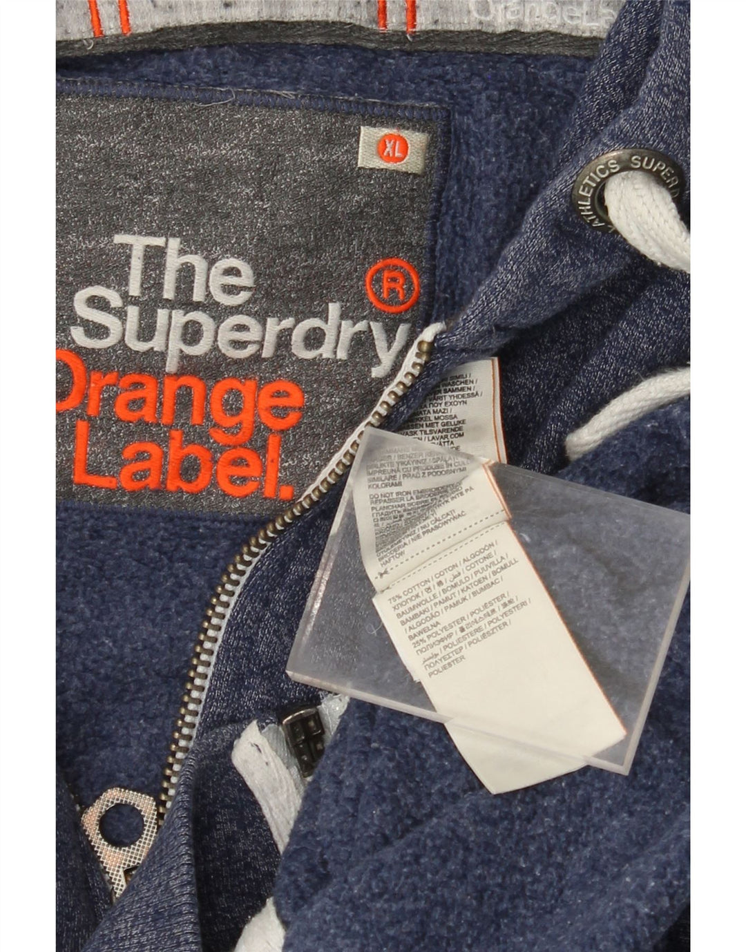 SUPERDRY Hættetrøje med lynlås til mænd XL Marineblå Flecked Bomuld