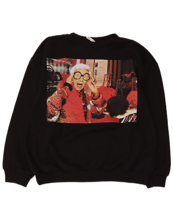 ZARA Graphic Sweatshirt Jumper UK 14 Medium Sort Bomuld