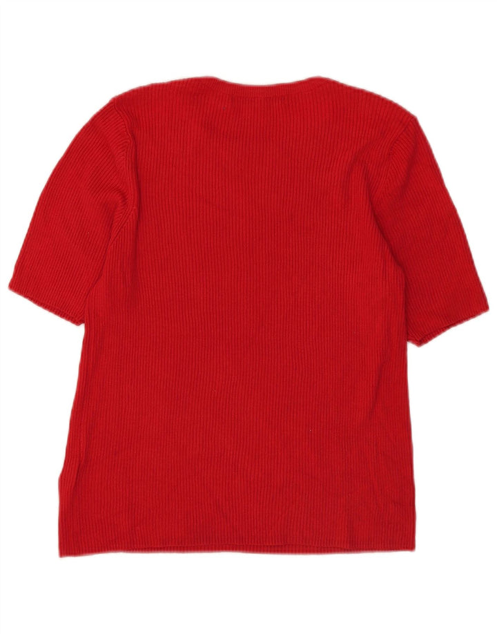 Marks & Spencer Dame Crop T-Shirt Top UK 16 Large Red Viscose