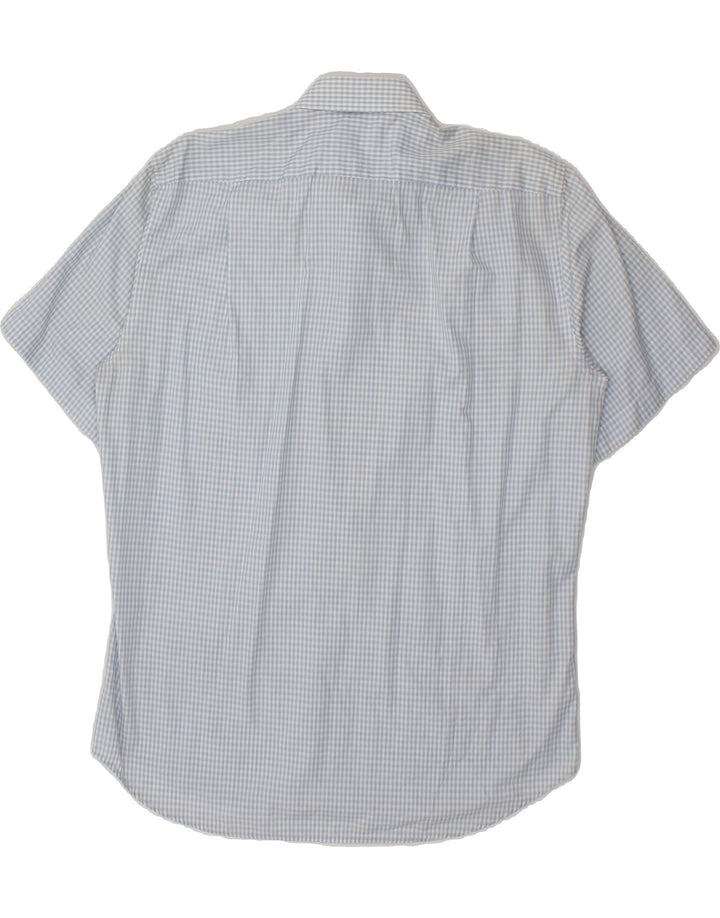 HUGO BOSS Mens Short Sleeve Shirt Size 41 16 Large Blue Gingham Cotton Vintage Hugo Boss and Second-Hand Hugo Boss from Messina Hembry 