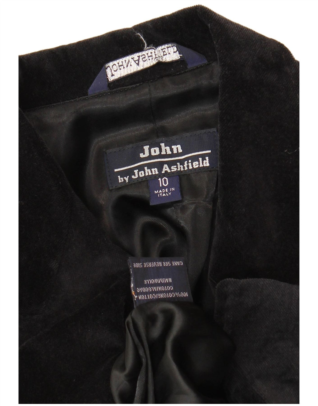 John Ashfield Dame Velvet Overcoat UK 10 Small Black Bomuld