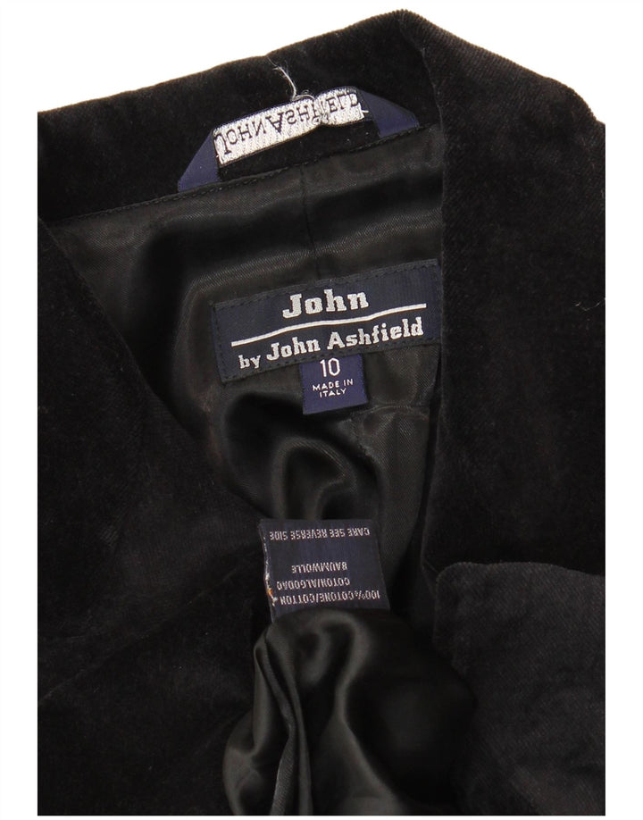 John Ashfield Dame Velvet Overcoat UK 10 Small Black Bomuld