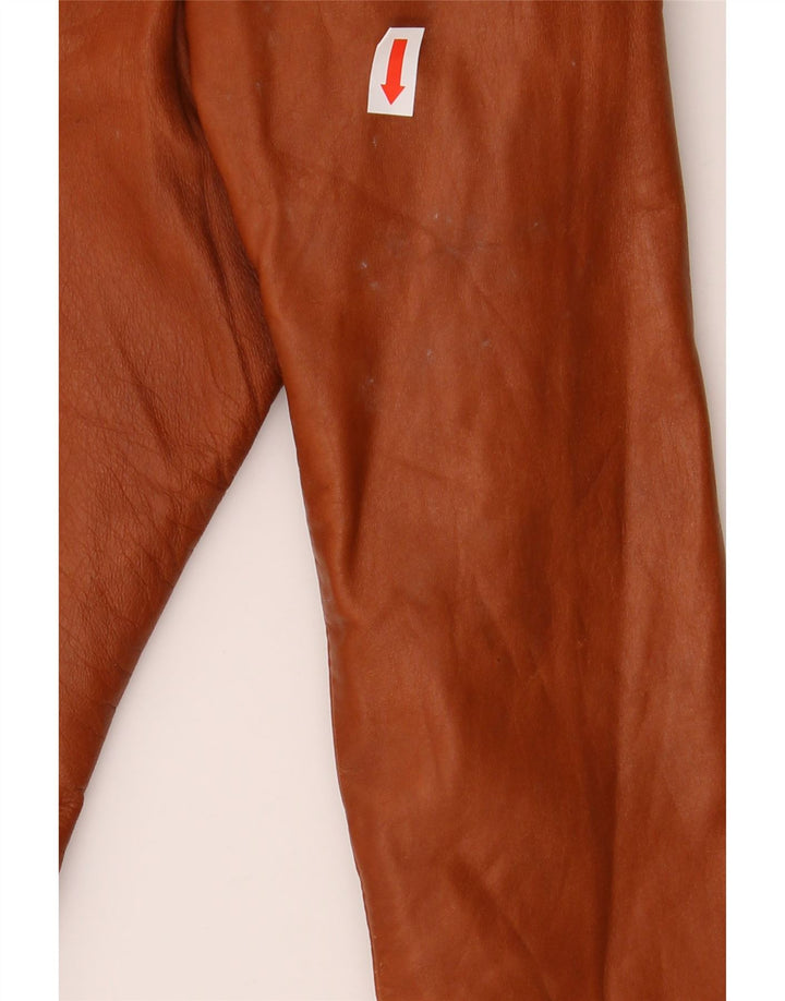 MAURITIUS Womens Crop Leather Jacket EU 36 Small Brown Polyester Vintage Mauritius and Second-Hand Mauritius from Messina Hembry 