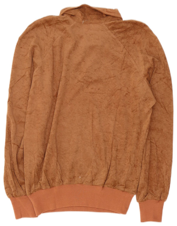 Vintage langærmet poloshirt til kvinder IT 44 Medium Brown Acetate