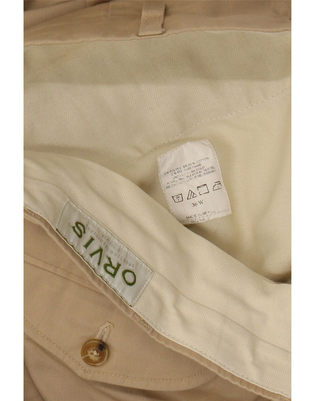 Orvis Straight Chino Bukser til mænd W36 L30 Beige Polyester