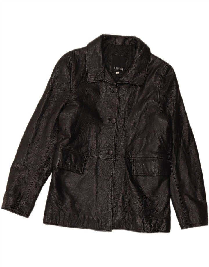 PELLITALIA Womens Oversized Leather Jacket UK 10 Small Black Leather