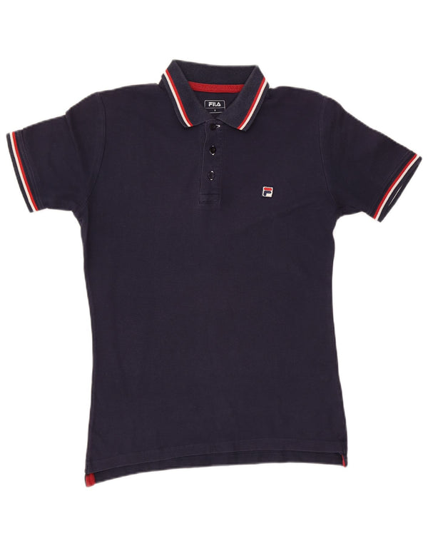 Fila Mens Polo Shirt Small Navy Blue Striped Cotton