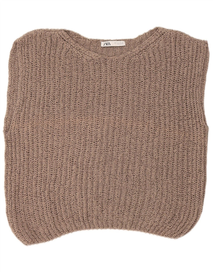 Zara Dame Oversized Vest Tank Top UK 10 Small Beige