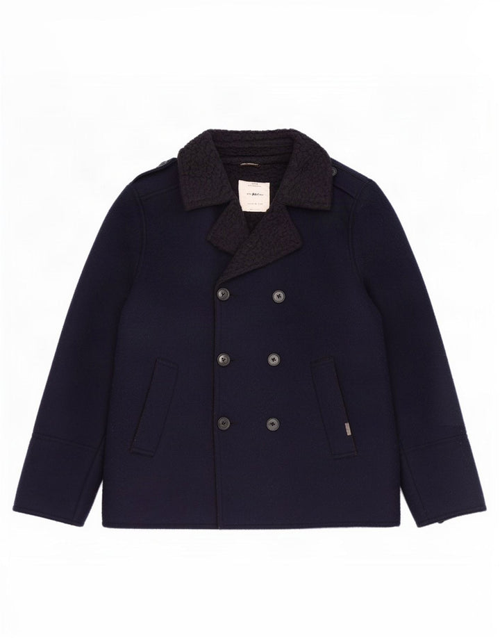 Zara Boys Pea Coat 13-14 år Navy Blue Colourblock