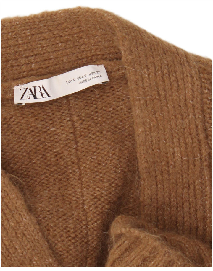 Zara Dame Oversized Cardigan Sweater UK 10 Lille Brun