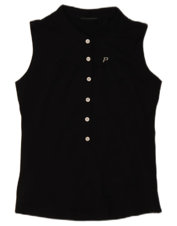 Peak Performance Dame ærmeløs polo shirt UK 10 Small Black Polyamide