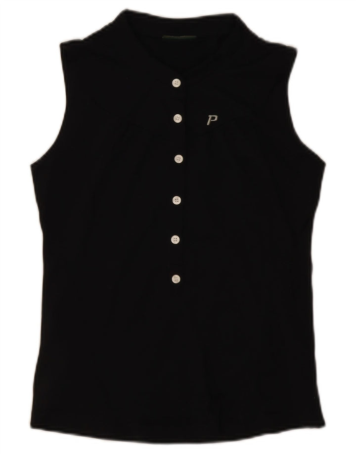 Peak Performance Dame ærmeløs polo shirt UK 10 Small Black Polyamide
