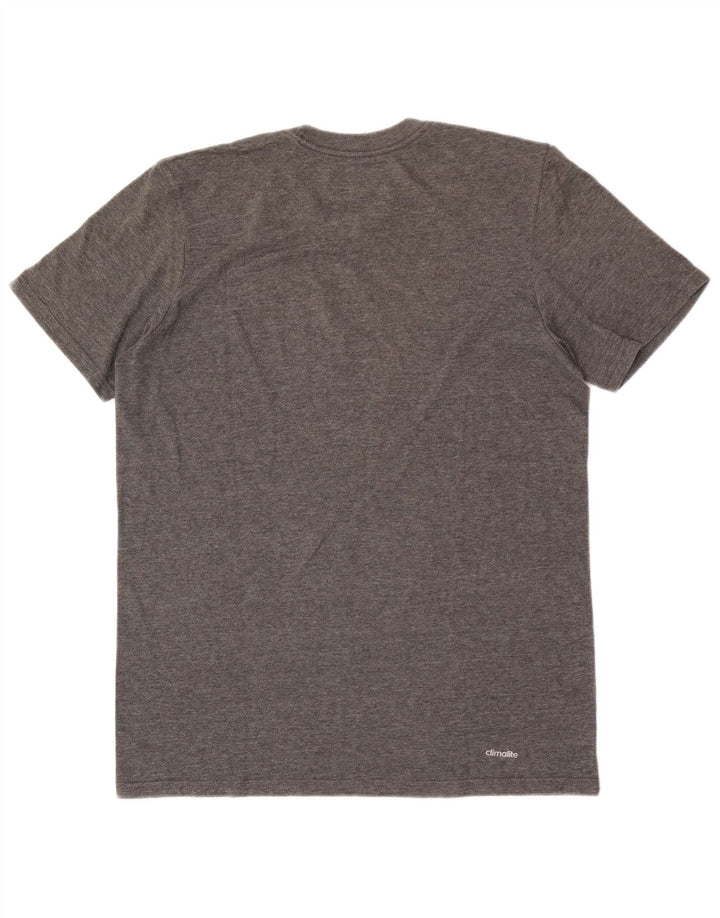 Adidas Herre Climalite grafisk T-shirt Top Medium Grey Flecked Polyester