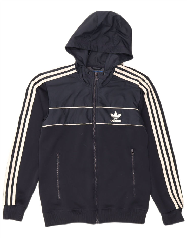 Adidas Hættetrøje med lynlås til mænd, lille marineblå polyester