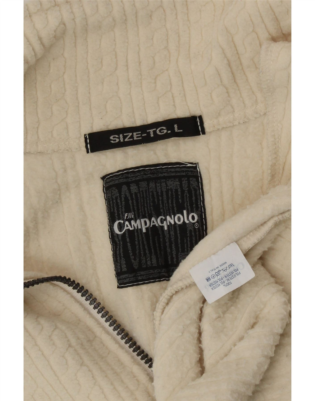 F.LLI Campagnolo Fleece Jumper med lynlås til mænd Large Off White Polyester