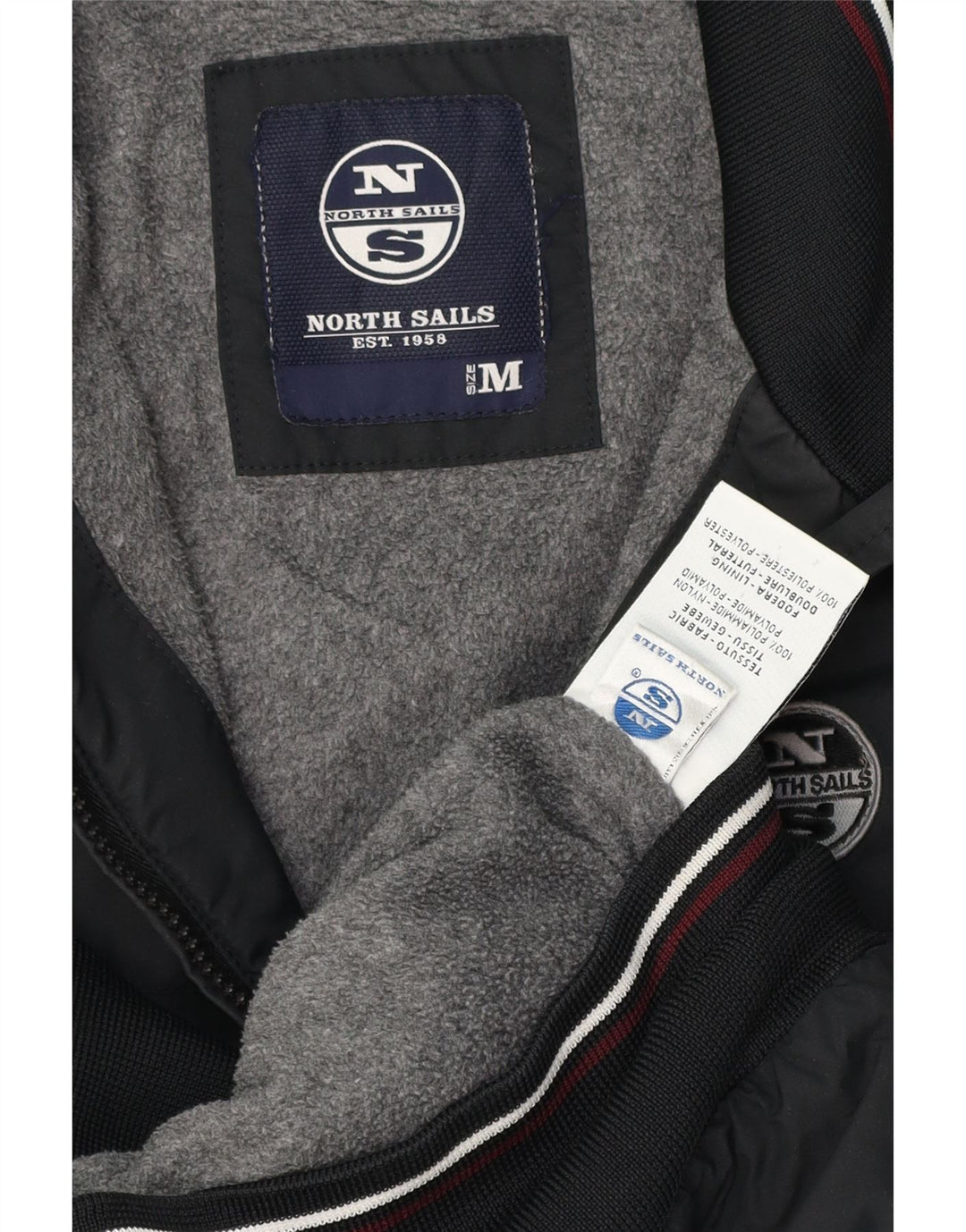 North Sails Herre Bomber Jacket UK 38 Medium Sort Stribet Polyamid