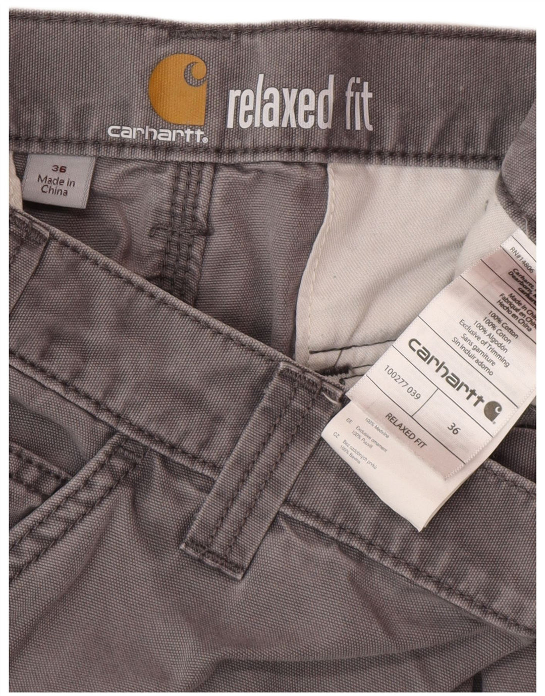 Carhartt Herre Relaxed Fit Cargo Shorts W36 Large Grå Bomuld