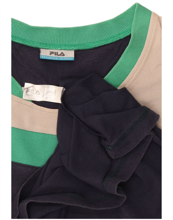 Fila Herre Top Langærmet XL Marineblå Colourblock Bomuld