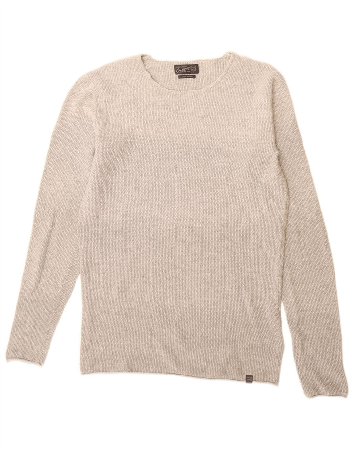 Jack & Jones Herre Boat Neck Jumper Sweater lille grå bomuld