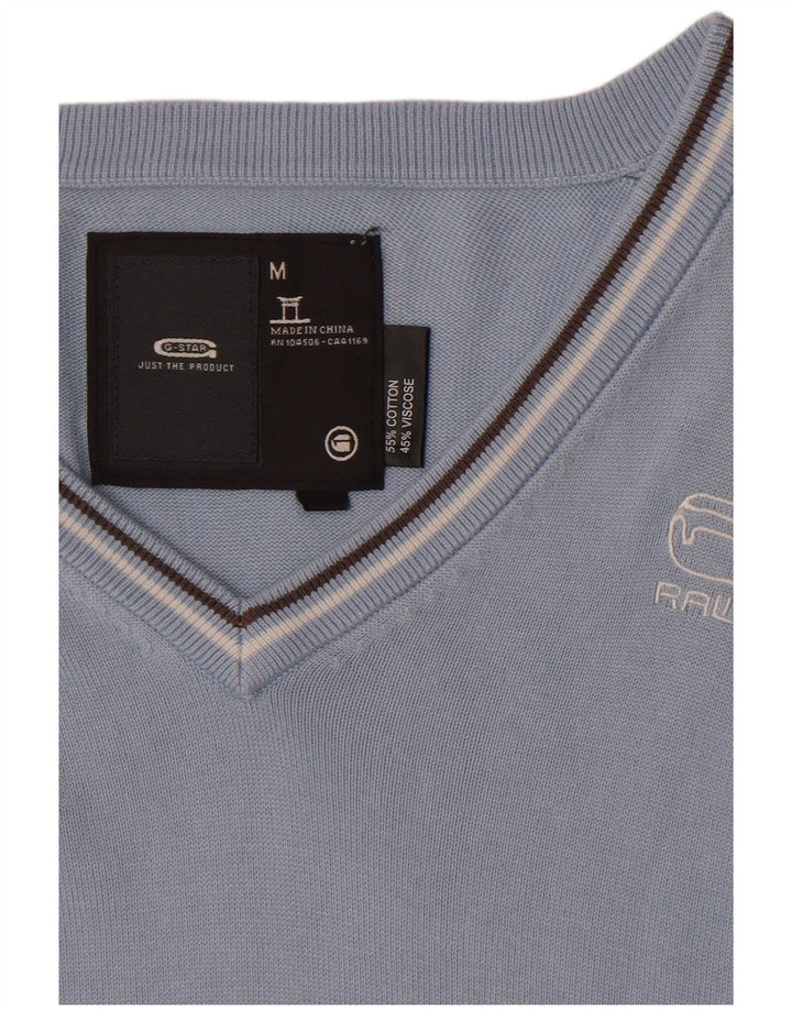 G-Star Herre V-hals sweater mellemblå bomuld