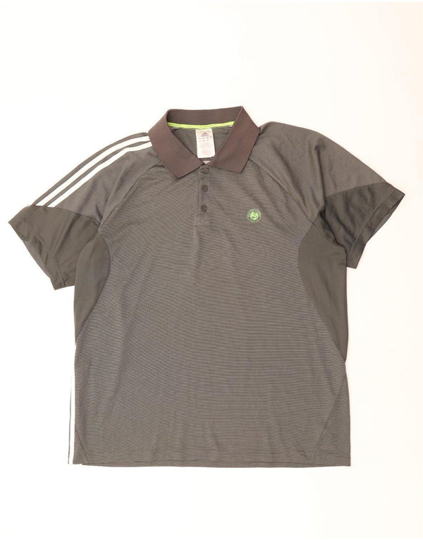 ADIDAS Herre Rolando Carros Polo Shirt XL Grå nålestribet