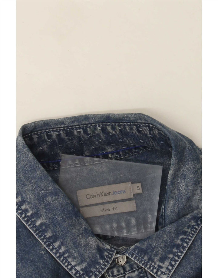 Calvin Klein Jeans Herre Slim Fit Denim Shirt Lille Blå