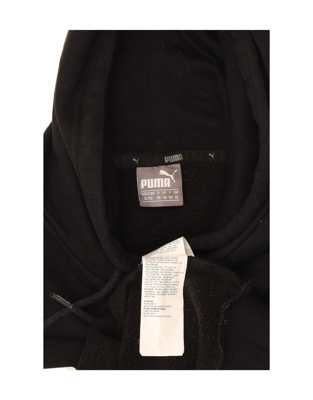 PUMA Womens Graphic Hoodie Jumper UK 16 Large Black Polyester Vintage Puma and Second-Hand Puma from Messina Hembry 