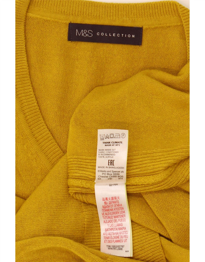 Marks & Spencer Dame V-hals sweater UK 12 Medium Gul Akryl