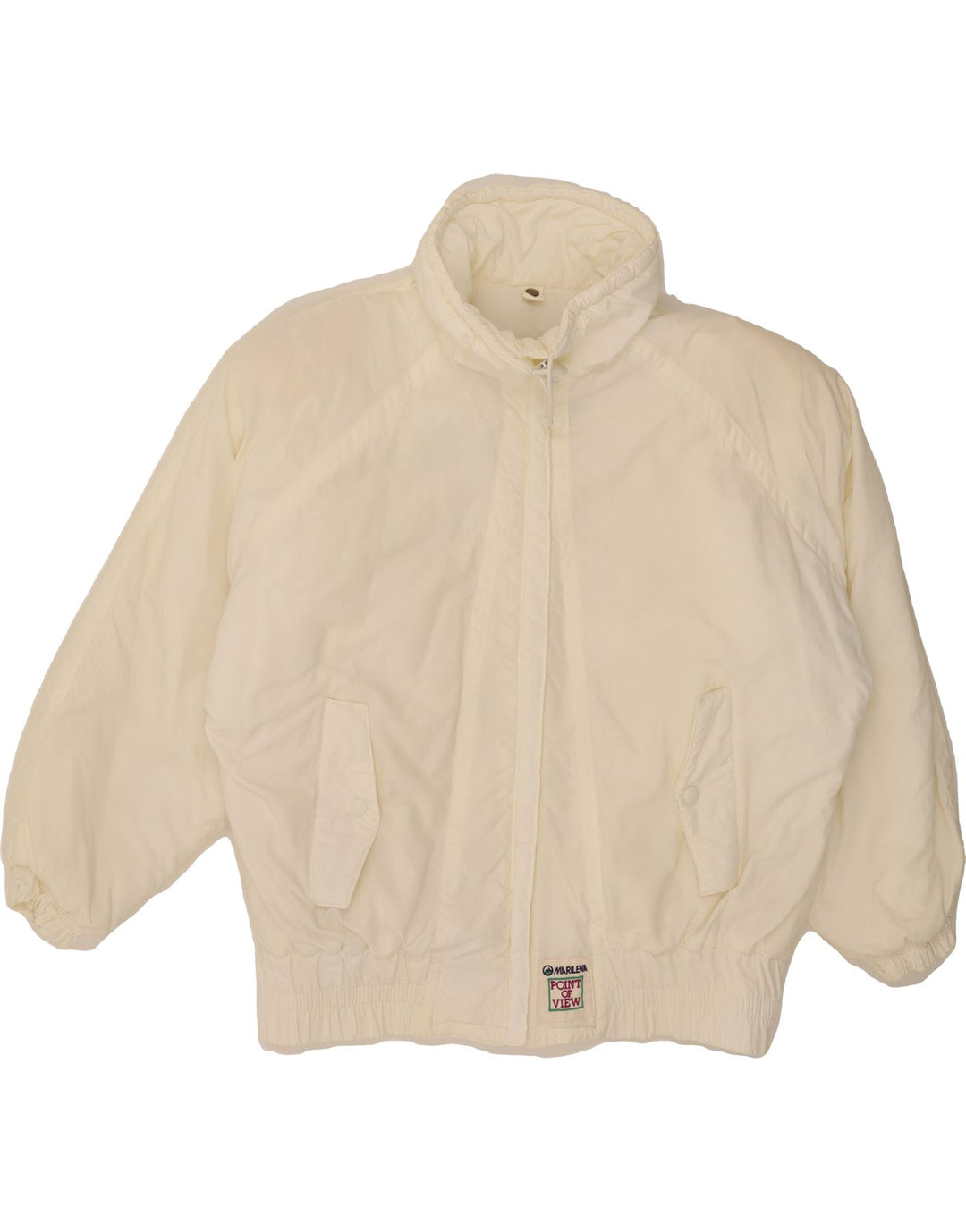 VINTAGE Womens Oversized Windbreaker Jacket IT 46 Large Off White Nylon Vintage Vintage and Second-Hand Vintage from Messina Hembry 